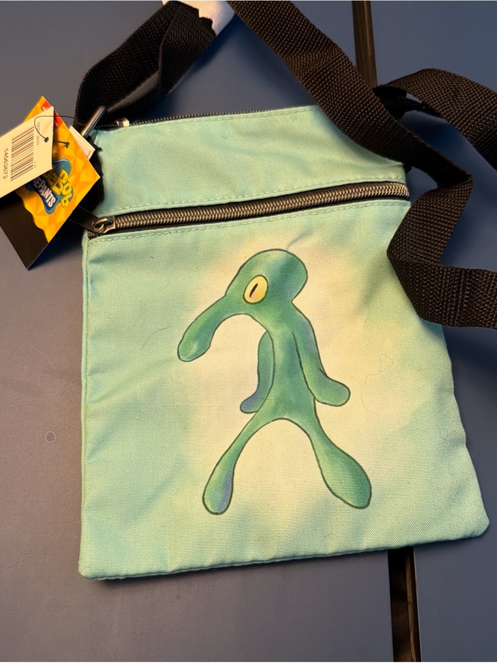 Loungefly Light Aqua Green 'Boldly Squid' Crossbody Bag with Black Strap